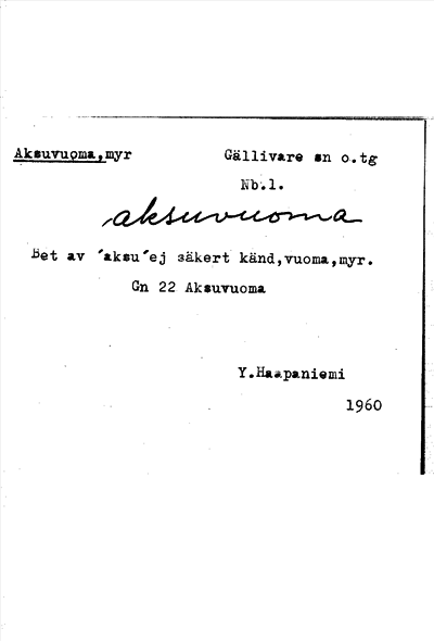 Bild på arkivkortet för arkivposten Aksuvuoma