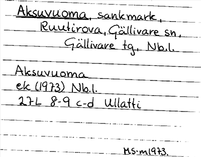 Bild på arkivkortet för arkivposten Aksuvuoma