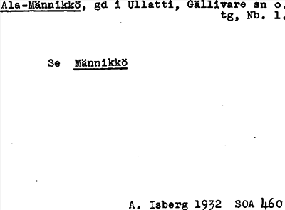 Bild på arkivkortet för arkivposten Ala-Männikkö
