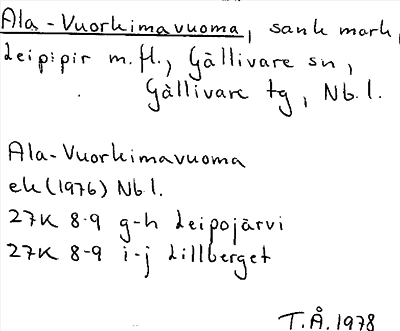 Bild på arkivkortet för arkivposten Ala-Vuorkimavuoma