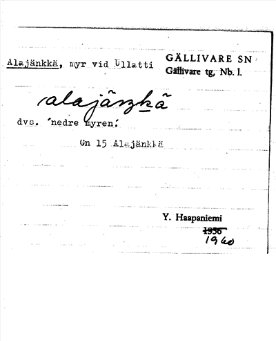 Bild på arkivkortet för arkivposten Alajänkkä