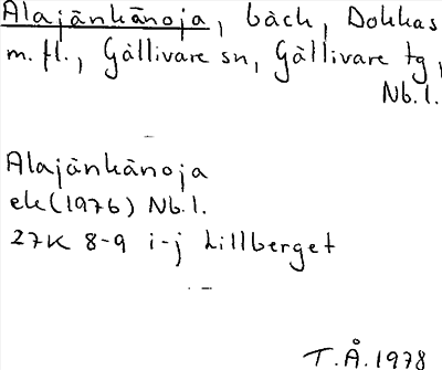 Bild på arkivkortet för arkivposten Alajänkänoja