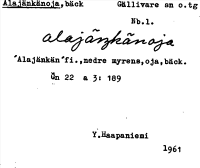 Bild på arkivkortet för arkivposten Alajänkänoja