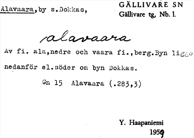 Bild på arkivkortet för arkivposten Alavaara