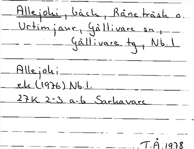 Bild på arkivkortet för arkivposten Allejoki