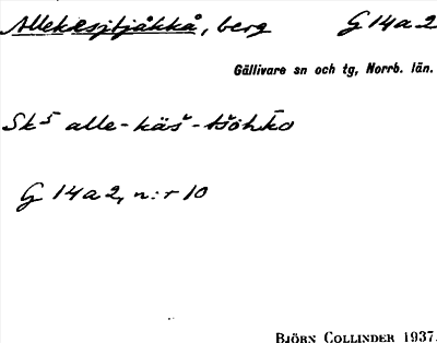 Bild på arkivkortet för arkivposten Allekesjtjåkkå