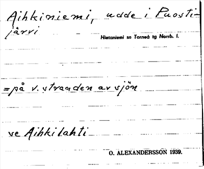 Bild på arkivkortet för arkivposten Aihkiniemi