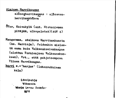 Bild på arkivkortet för arkivposten Alainen Harrikangas