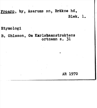 Bild på arkivkortet för arkivposten Froarp