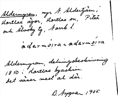 Bild på arkivkortet för arkivposten Aldermyren