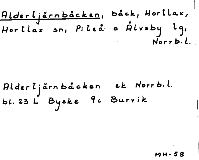 Bild på arkivkortet för arkivposten Aldertjärnbäcken