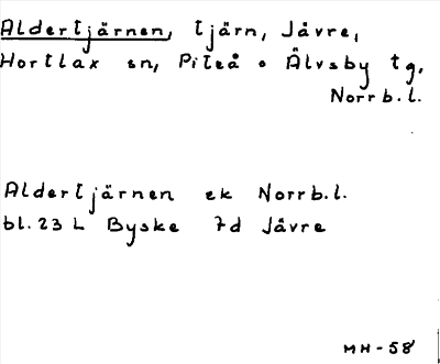 Bild på arkivkortet för arkivposten Aldertjärnen
