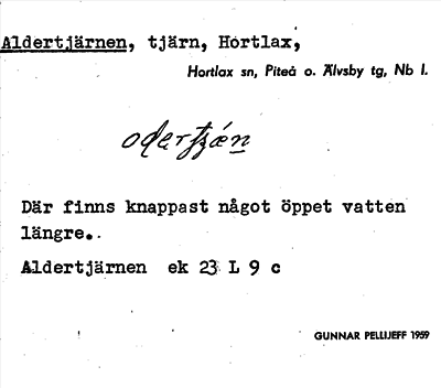 Bild på arkivkortet för arkivposten Aldertjärnen