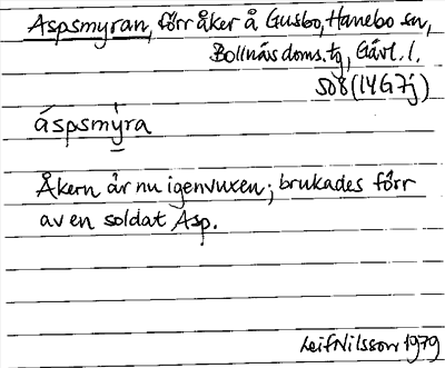 Bild på arkivkortet för arkivposten Aspsmyran