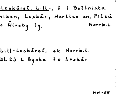 Bild på arkivkortet för arkivposten Leskäret, Lill-