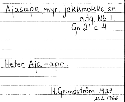 Bild på arkivkortet för arkivposten Ajasape