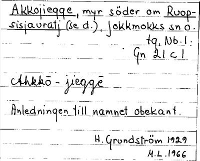 Bild på arkivkortet för arkivposten Akkojiegge