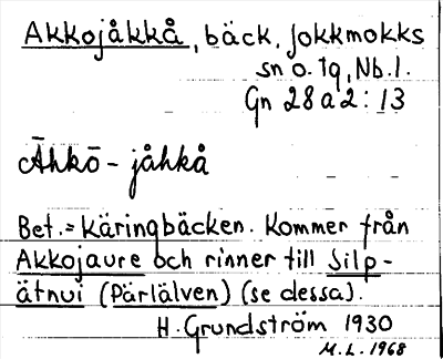 Bild på arkivkortet för arkivposten Akkojåkkå