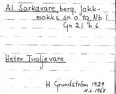 Bild på arkivkortet för arkivposten Al. Sarkavare