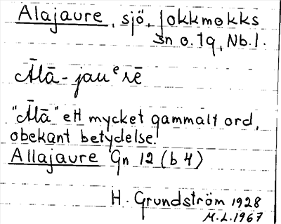 Bild på arkivkortet för arkivposten Alajaure