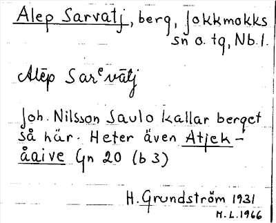 Bild på arkivkortet för arkivposten Alep Sarvatj