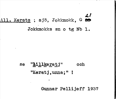 Bild på arkivkortet för arkivposten All. Kerats