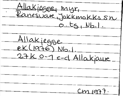Bild på arkivkortet för arkivposten Allakjegge