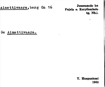 Bild på arkivkortet för arkivposten Ainettivaara, se Ainattivaara