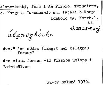 Bild på arkivkortet för arkivposten Alanenkoski