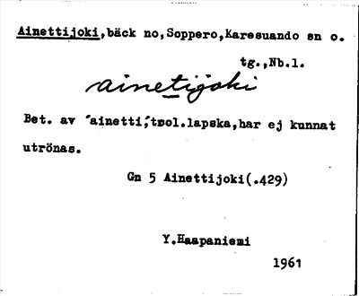 Bild på arkivkortet för arkivposten Ainettijoki