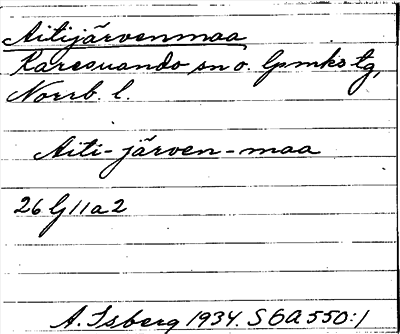 Bild på arkivkortet för arkivposten Aitijärvenmaa