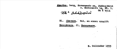Bild på arkivkortet för arkivposten Akaråve