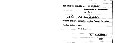 Bild på arkivkortet för arkivposten Ala Saarikoski