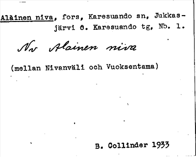 Bild på arkivkortet för arkivposten Alainen niva