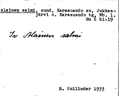 Bild på arkivkortet för arkivposten Alainen salmi