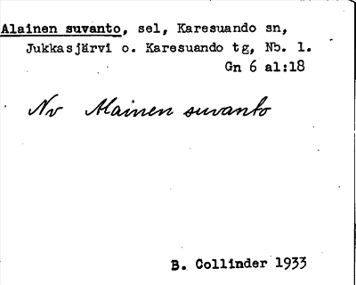 Bild på arkivkortet för arkivposten Alainen suvanto