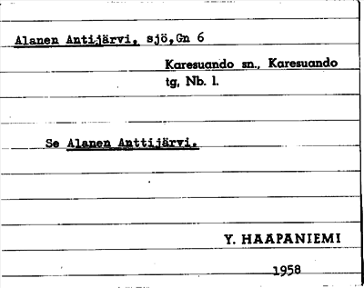 Bild på arkivkortet för arkivposten Alanen Antijärvi, se Alanen Anttijärvi