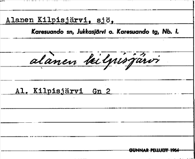 Bild på arkivkortet för arkivposten Alanen Kilpisjärvi