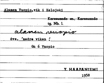 Bild på arkivkortet för arkivposten Alanen Vuopio