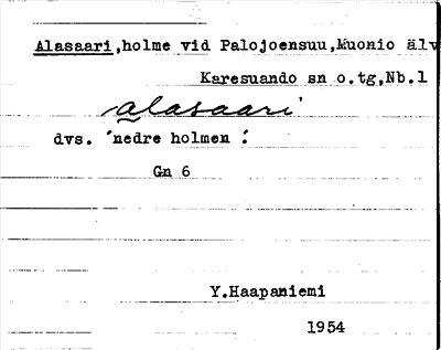Bild på arkivkortet för arkivposten Alasaari