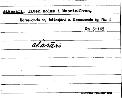 Bild på arkivkortet för arkivposten Alasaari