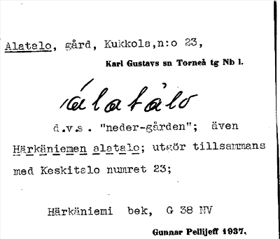 Bild på arkivkortet för arkivposten Alatalo