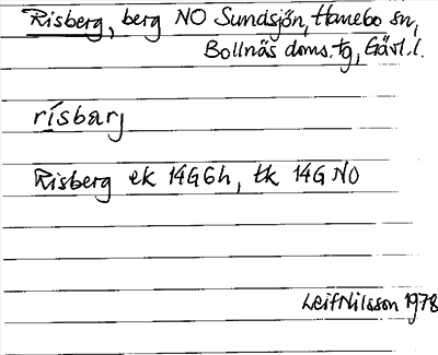 Bild på arkivkortet för arkivposten Risberg