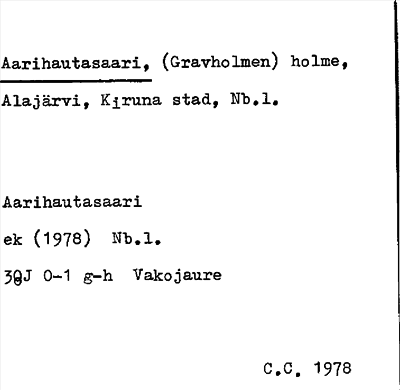 Bild på arkivkortet för arkivposten Aarihautasaari, (Gravholmen)