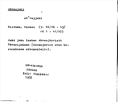 Bild på arkivkortet för arkivposten Ahvenjoki