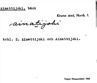 Bild på arkivkortet för arkivposten Ainattijoki