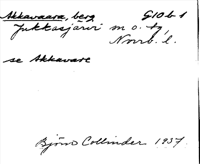Bild på arkivkortet för arkivposten Akkavaara