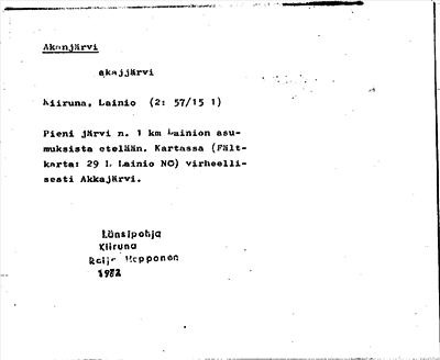 Bild på arkivkortet för arkivposten Akonjärvi