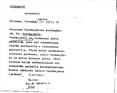 Bild på arkivkortet för arkivposten Alakenttä