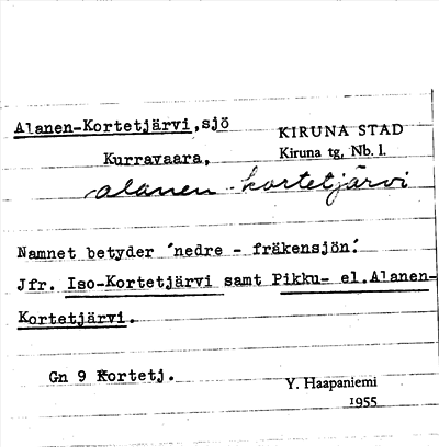 Bild på arkivkortet för arkivposten Alanen-Kortetjärvi